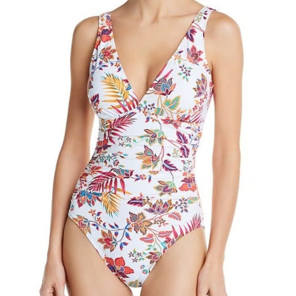 NWT Lauren Ralph Lauren Jacobean Floral Halter One Piece Swimsuit 14